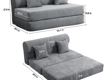 Convertible Sofa Bed, 2 Seater Fold Out Floor Couch