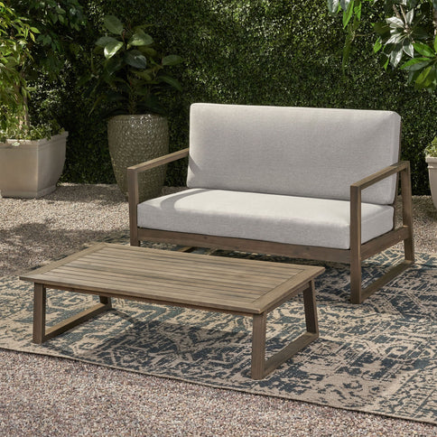 Belgian - Loveseat & Coffee Table Set With Water Resistant Cushions
