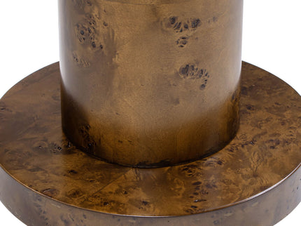 Bolin - Round Pillar Burl Accent Side Table - Walnut Brown