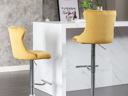 Swivel Barstools Adjusatble Seat Height From 25-33", Modern Upholstered Base Bar Stools With Backs Comfortable Tufted For Home Pub And Kitchen Island (Set of 2)