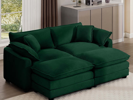 Modern Modular Cushion Sofa With Ottoman, Low Back, Deep Seating Sofa Set