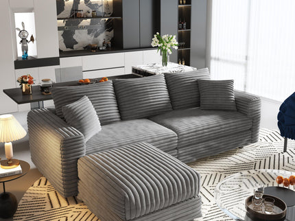 Deep Seat Convertible Sofa With Soft Pillows And Ottomans