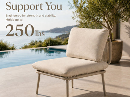Modular Patio Armless Sofa Chair With Thick Cushion - Off White