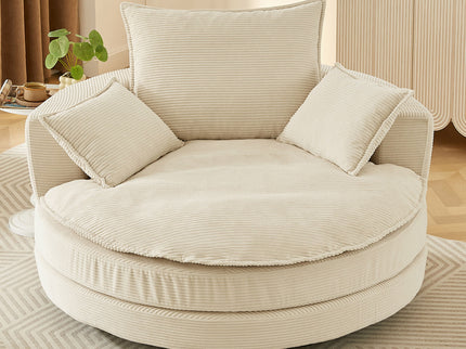 360° Swivel Accent Barrel Chair With Dual Layer Cushion And 3 Removable Pillows