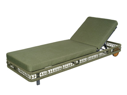Outdoor Chaise Lounge & Wheels, 5 Position Adjustable Backrest