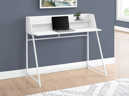 Computer Desk For Home Office, Laptop, Storage Shelves, Marble Look Contemporary & Modern