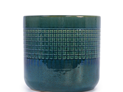 Grid Flowerpot (Set of 3), Planter For Patio, Garden, Windowsill - Blue / Green