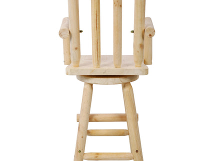 Rustic Bar Stool, Fir Wood Construction, Wide Armrest