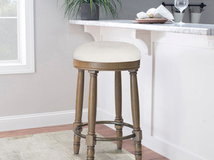 360° Swivel Wooden Barstools With Upholstered Seat, Counter Height (Set of 2)