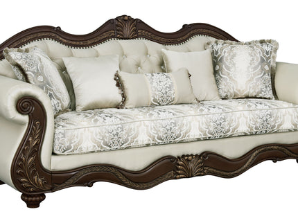 Pierce - Sofa With 5 Pillows - Beige / Cherry