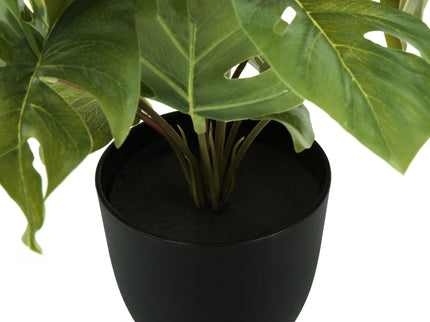 13" Tall, Artificial Plant, Monstera Calthea, Indoor, Faux, Fake, Table, Greenery, Potted, Decorative (Set of 2) - Green / Black