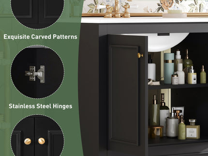 Bathroom Vanity With Sink, Cabinet & 2 Soft Closing Doors & Adjustable Shelf