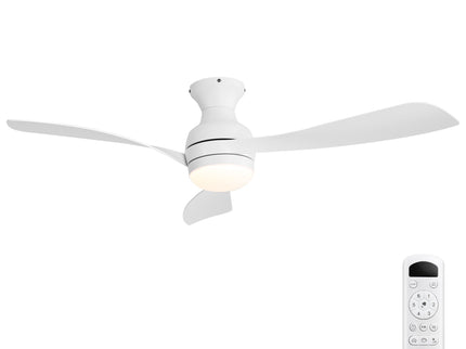 52" Low Profile Ceiling Fan With Lights, Quiet Reversible DC Motor, Dimmable LED, 3 Blades - White