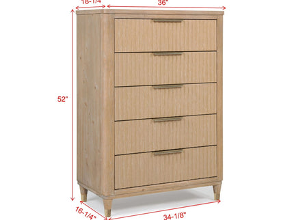 Tall Chest With Full Extension Glides And Accents, Storage Cabinet - Natural Wood