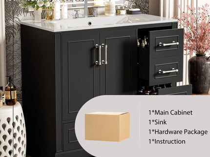 Traditional Bathroom Vanity With Soft Close Doors And Drawers