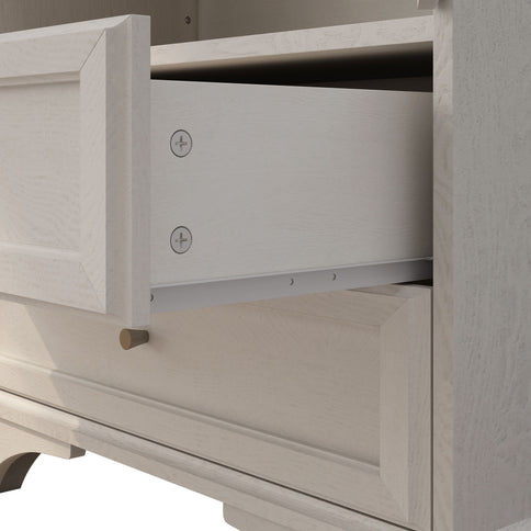 Glass Door Display Case With 2 Drawers And Adjustable Shelf