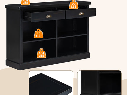 Console Table With 2 Drawers And Open Shelves
