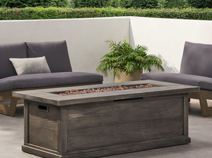 Transitional Rectangular Outdoor Propane Fire Pit With 50, 000 Btu