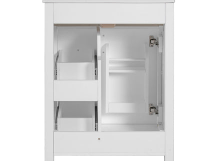 Elegant Bathroom Vanity With Ceramic Sink, Soft Close Doors And Drawers, Double Storage Racks