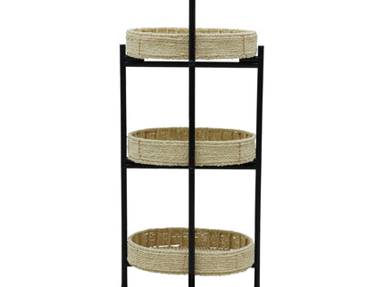 Modern 3 Tier Handwoven Side Table With Oval Organizer