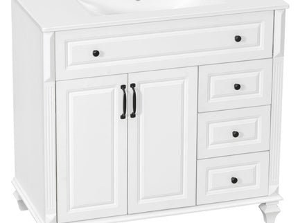 Modern Bathroom Vanity With Sink, 3 Drawers & 2 Doors
