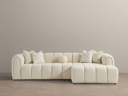 Beatrice - Modern Tufted Right Sectional Sofa - Ivory