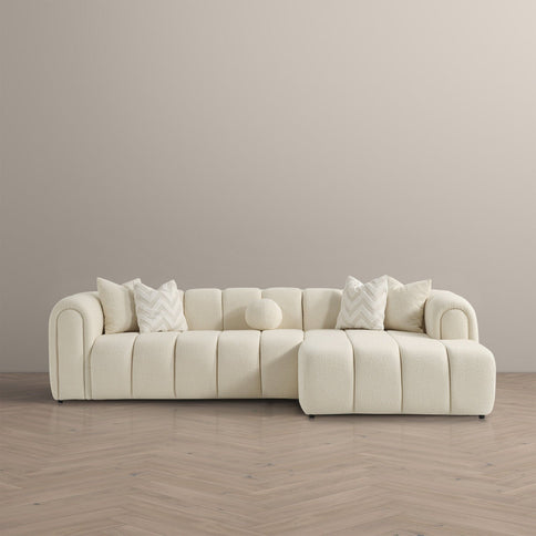 Beatrice - Modern Tufted Right Sectional Sofa - Ivory