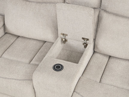Galya - Motion Loveseat With Console - Light Gray