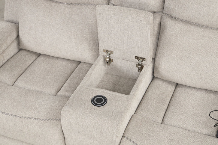 Galya - Motion Loveseat With Console - Light Gray