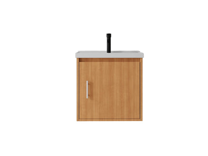 20" Floating Bathroom Vanity Combo With Sink, Soft Close Doors, Wall Mounted Solid Cabinet - Golden Oak