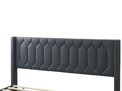 Platform Bed With Diamond Tufted Headboard