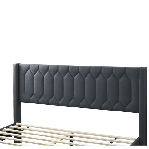 Platform Bed With Diamond Tufted Headboard
