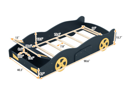 Race Car Shaped Platform Bed With Wheels And Storage