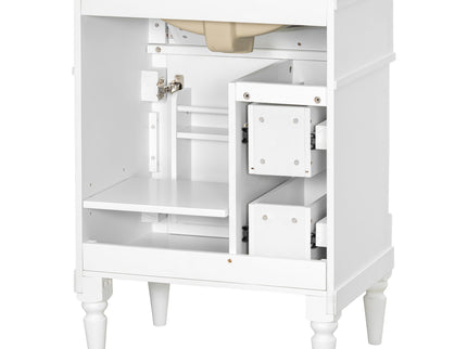 Freestanding Bathroom Vanity With Sink, Adjustable Shelf & Flip Drawer