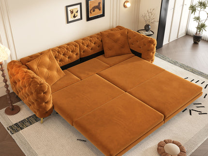 3 In 1 Convertible Sleeper, Deep Seat Pull Out Sofa Bed, Button Tufted