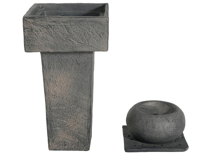 Minimalist Column Fountain With LED Lighting, Outdoor Decor For Patio, Porch And Garden - Gray