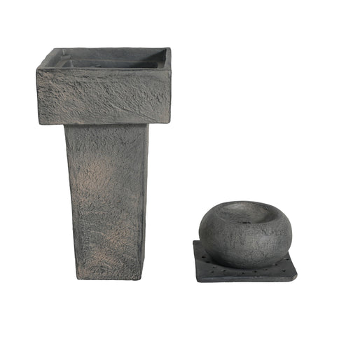 Minimalist Column Fountain With LED Lighting, Outdoor Decor For Patio, Porch And Garden - Gray