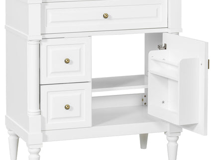 Modern Bathroom Vanity With Sink, Freestanding Cabinet With Flip Drawer & Adjustable Shelf