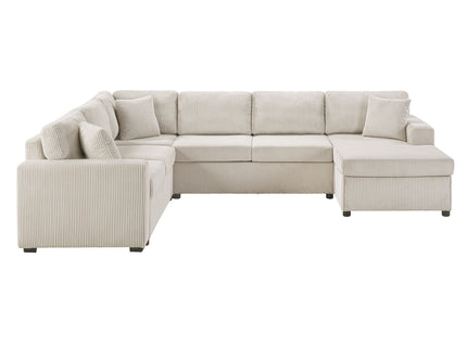 Oversized Sectional U-Shaped Sofa With Chaise Lounge And Three Soft Throw Pillows