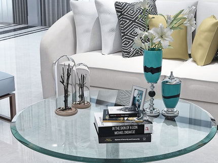 30" Round Tempered Glass Table Top Clear Glass 2 / 5" Thick Beveled Polished Edge - Transparent