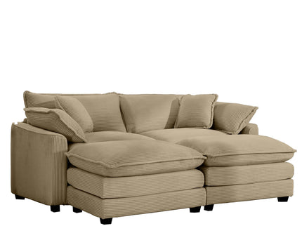 Oversized Modular Cushion Sofa With Ottoman, Low Back, Deep Seating Sofa Set