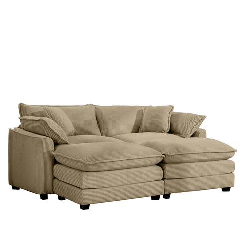Oversized Modular Cushion Sofa With Ottoman, Low Back, Deep Seating Sofa Set