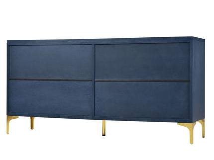 Modern 4 Door Sideboard With Creative Carved Surface And Adjustable Shelves
