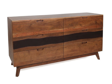 Sierra 6 Drawer Sideboard, Wood Credenza / Cabinets / Chests / Nightstands - Natural Wood / Brown