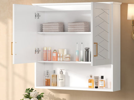 30" Bathroom Cabinet With Adjustable Shelf, Wall Mounted Medicine Cabinet - White