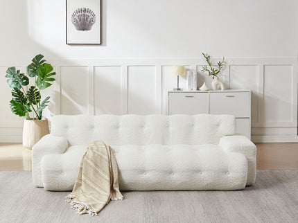 Cloud Series Minimalist Button Tufted Square Arm 3 Seater Sofa