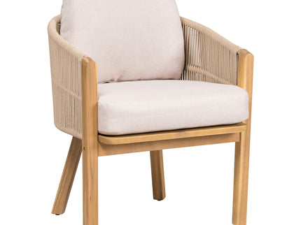 Grotta - Outdoor Dining Arm Chair (Set of 2) - Teak / Beige
