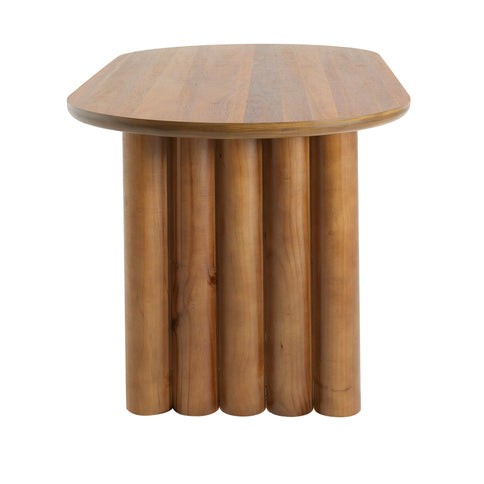 Oval Dining Table Set With 4 Birch Rattan Chairs - Brown / Light Brown