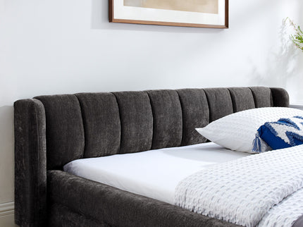 Modern Upholstered Bed Frame With Thick Fabric And Headboard