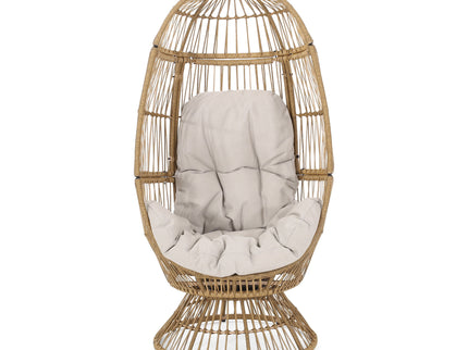 Patio Swivel Basket Egg Chair With Cushion
